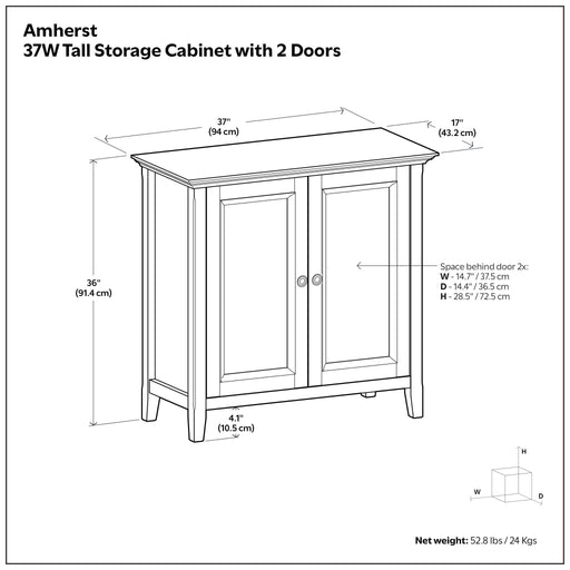 Amherst - 2 Door Storage Cabinet & Adjustable Shelving - Brown Simpli-Home