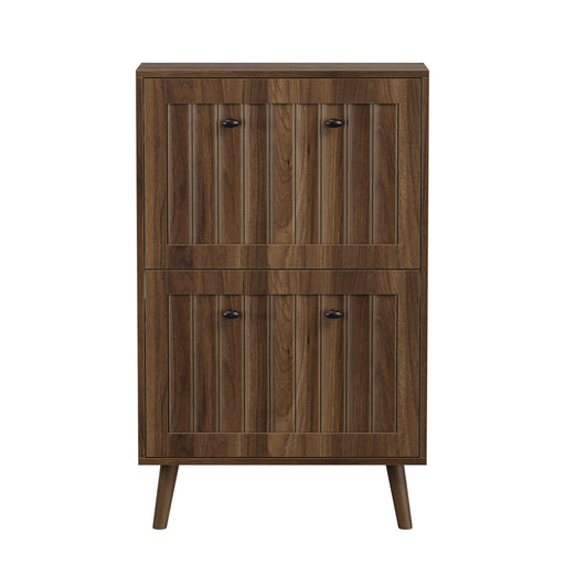 Shoe Cabinet, Upright Storage Unit - Walnut Home Essentials
