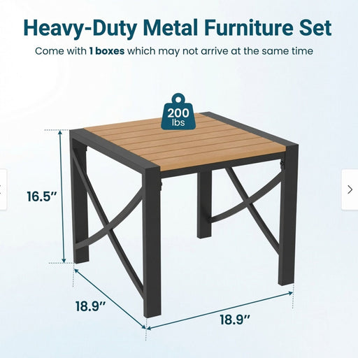 Square Outdoor Patio End Table - Black Home Essentials