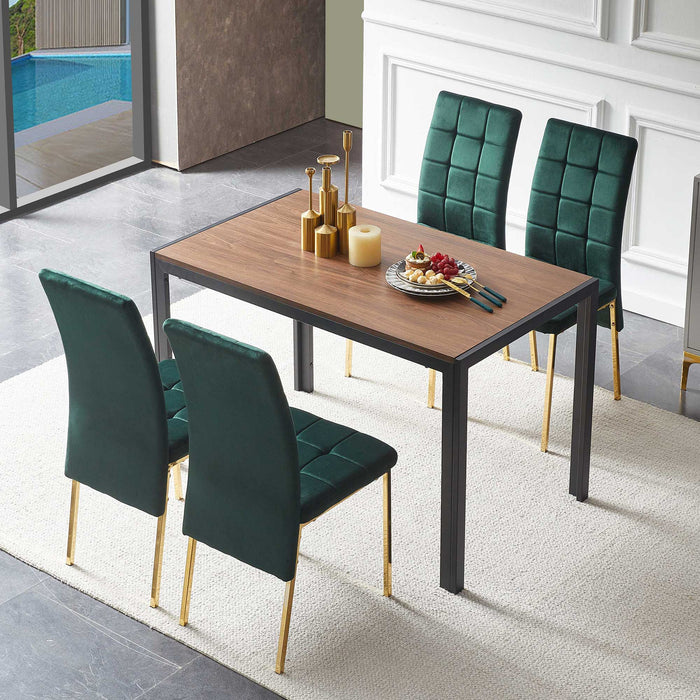 5 Pieces Dining Set Including High Back Color Legs Nordic Dining Chair & Creative Design Dining Table