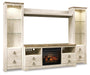 Willowton - Entertainment Center - TV Stand With Faux Firebrick Fireplace Insert - Whitewash Signature Design by Ashley®