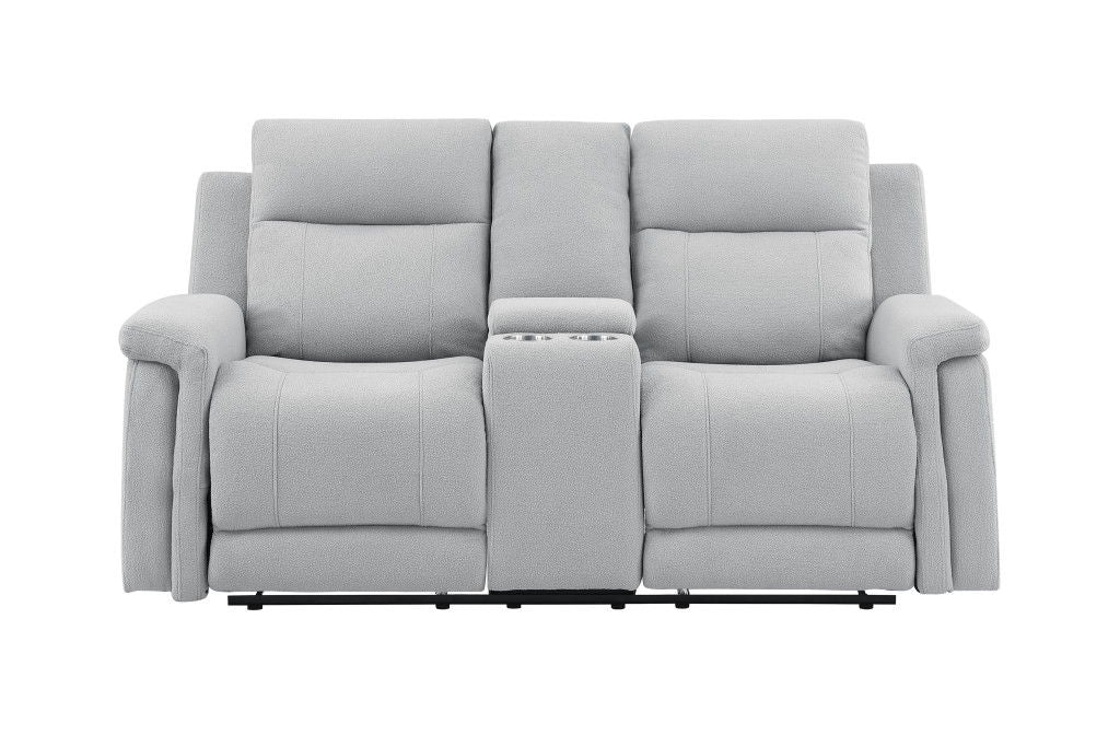 Power Reclining Loveseat With Storage - Light Gray