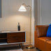 Majestic - Ring Base Curved Floor Lamp With Triangle Drum Shade - Gold / White Ashcroft Furniture