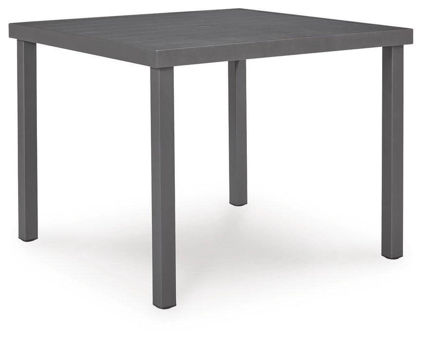 Rocky Creek - Square Dining Table With Umbrella Option - Gray Signature Design by Ashley®