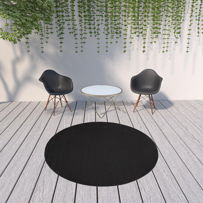 8' X 8' Round Non Skid Indoor / Outdoor Area Rug - Black