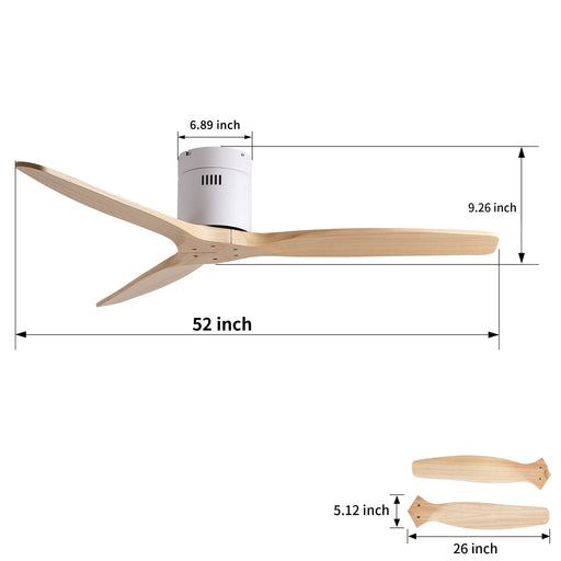 Low Profile Flush Ceiling Fan Without Light - Matte White / White Daily Nest
