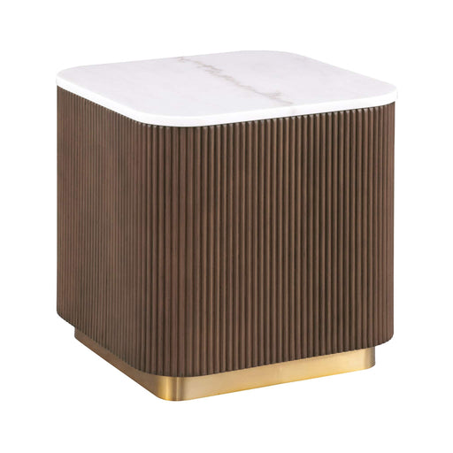 3 Piece Table Set (Rectangle Cocktail Table And Two Square End Tables) - Brown / Gold / White Home Essentials
