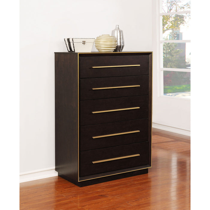 Prescott - 5 Drawer Chest - Brown Furniture Max