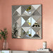 3D Beveled Wall Mirror With Frame, Large Square Design For Living Room - Silver Daily Nest