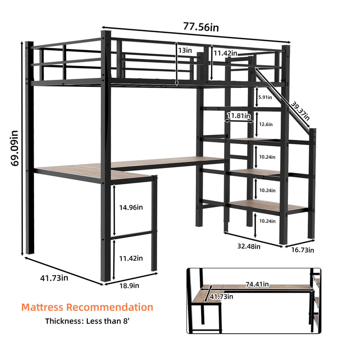 Loft Bed With L-Shaped Desk, Large Storage Space Home Essentials