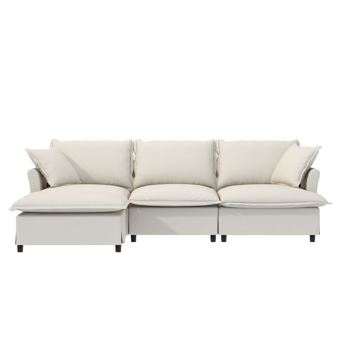 Sectional Sofa With Ottoman Cloud Couch Set With Throw Pillows, Free Combination
