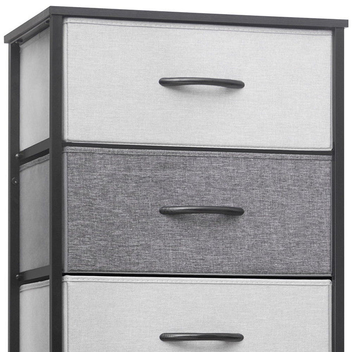 Steel And Fabric Six Drawer Chest - Gray / Black