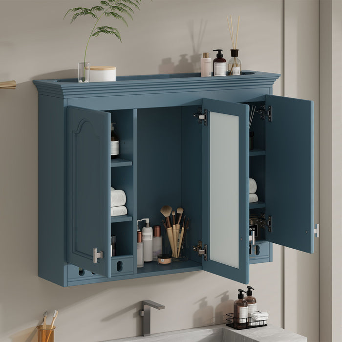 Wall Mount Mirror Cabinet With Adjustable Shelves, Soft Closing Hinges Hearth and Haven