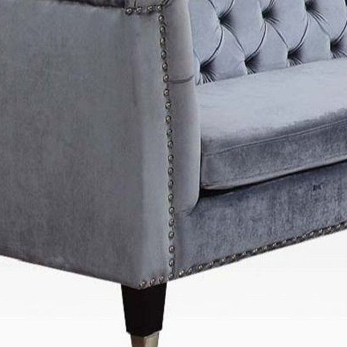 Velvet Loveseat - Blue Gray / Black