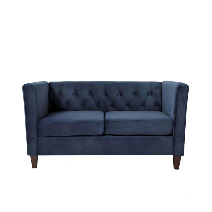 Button Tufted Loveseat, 2 Seater With Square Arm Couch For Living Room US Pride