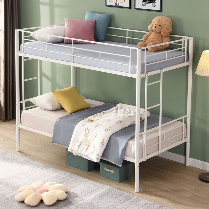 Twin Over Twin Metal Bunk Bed - White