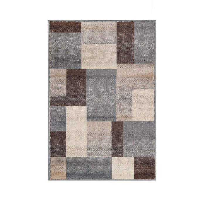 2' x 3' Patchwork Power Loom Stain Resistant Area Rug - Gray