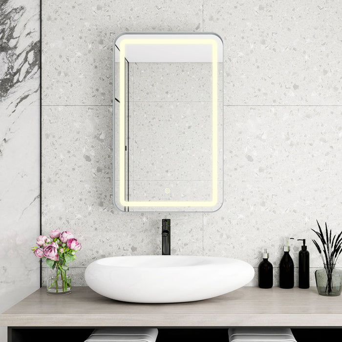 Rectangle Medicine Cabinet Mirror Bathroom Mirror With Storage Wall Mounted Medicine Mirror Cabinet With LED - Sliver