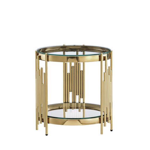 Round Double Tier Table With Flute Shaped Tube Legs Home Essentials