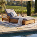 Chaise Lounge With Armrests, 2 Fold Cushion Set, 3 Position Adjustable Backrest, For Patio Pool - Dark Gray / Teak Noble House