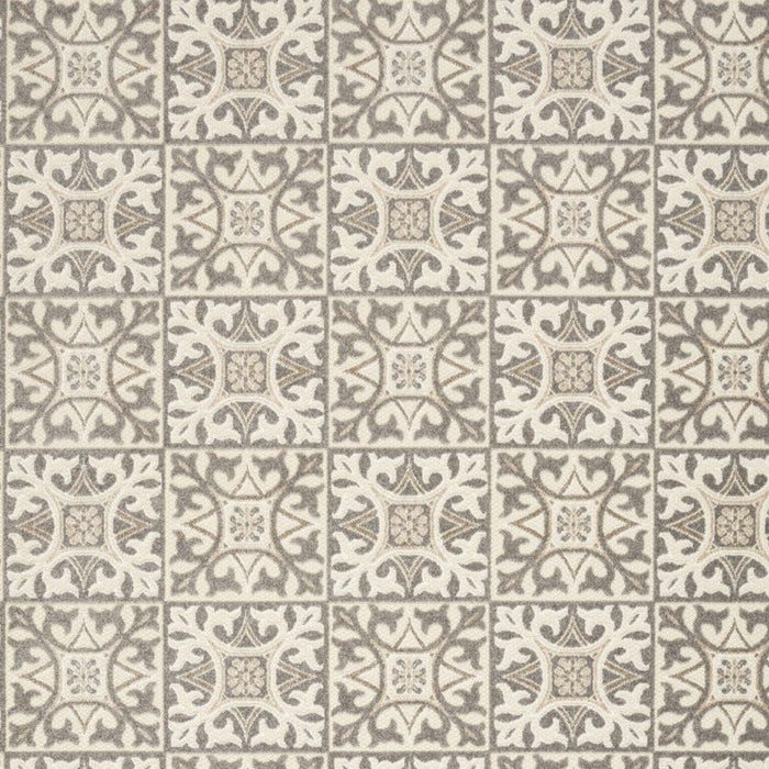 8' X 11' Fleur De Lis Stain Resistant Non Skid Area Rug - Ivory / Gray