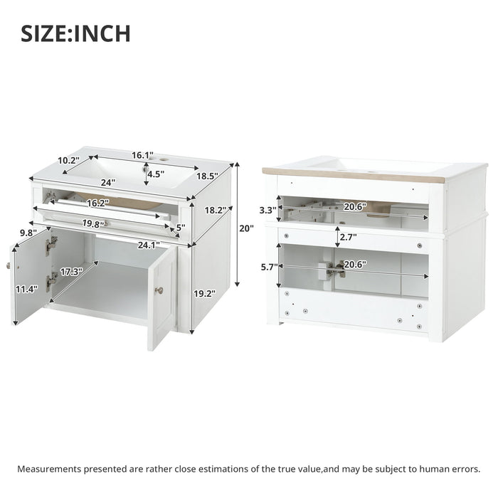 Wall Mounted Bathroom Vanity With Tip Out Drawer And Open Back Design Hearth and Haven