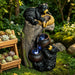 Bear Tree Stump Outdoor Water Fountain With LED Lights - Brown Gray Daily Nest