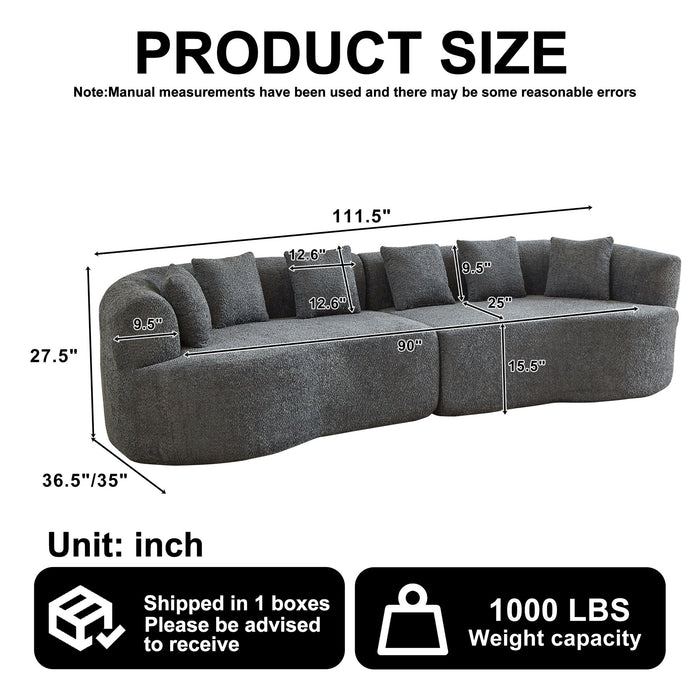 Curved Sectional Sofa With 6 Pillows Home Essentials