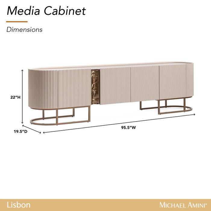 Lisbon - Media Cabinet - Silky Cream / Bronze Michael Amini