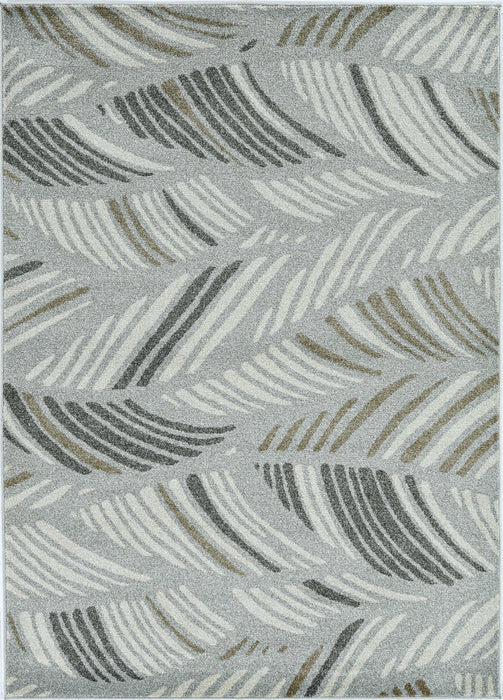 7' X 9' Feather Pattern Indoor / Outdoor Area Rug - Gray