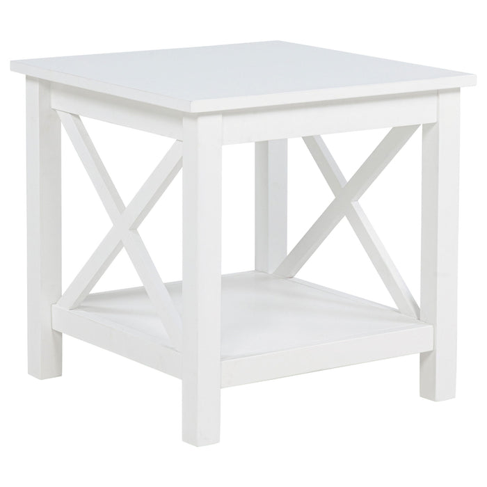 Slater - End Table With X Frame Trim - White Furniture Max