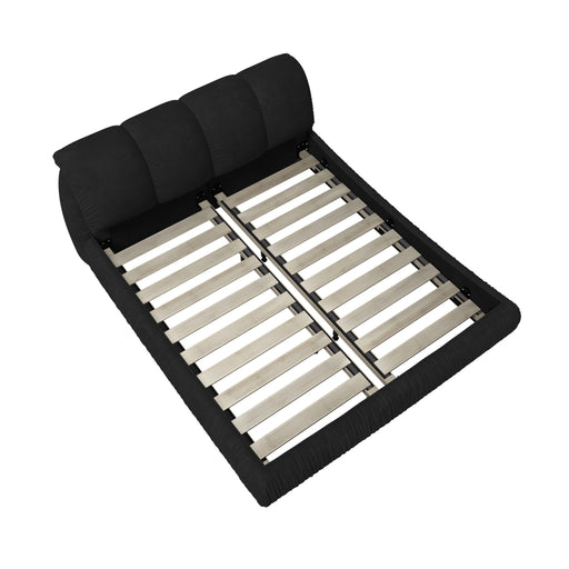 Luxury Upholstered Platform Bed With Oversized Padded Backrest And Solid Wood Frame Home Essentials