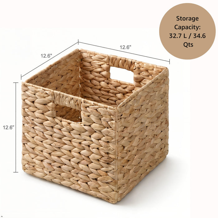 Folding Storage Baskets, Hand Cube Baskets With Cutout Handles Shelf Organizer, Toy Storage, Closet Storage (Set of 2) - Light Brown Daily Nest