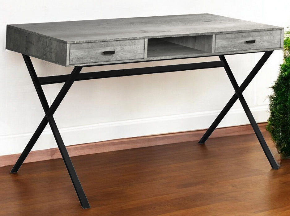 24" Computer Desk With Two Drawers - Gray And Black