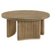Dreydon - Round Coffee Table With Curved Pedestal Base - Light Brown Furniture Max