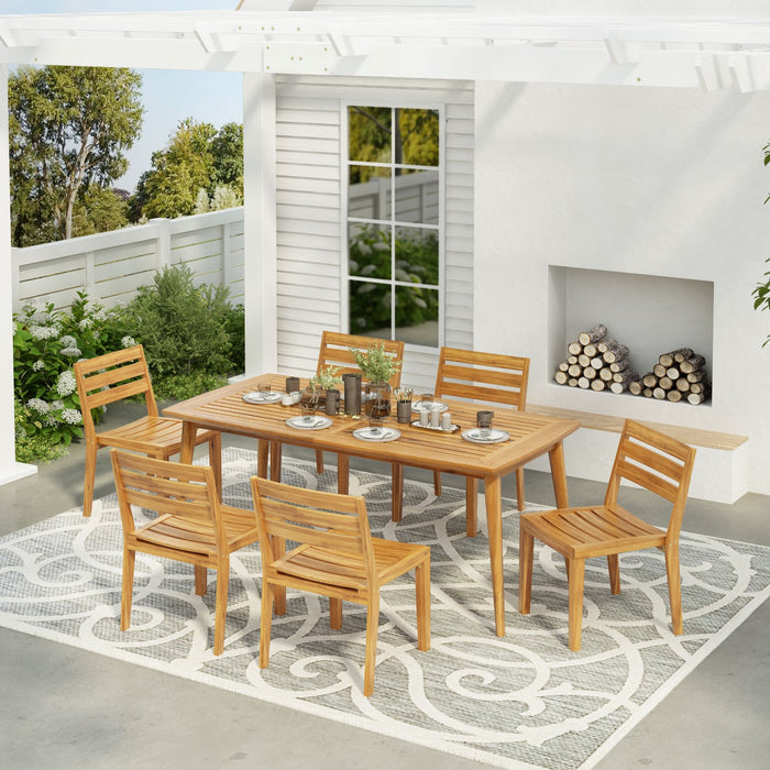Outdoor 7 Pieces Rustic Patio Dining Set - Teak