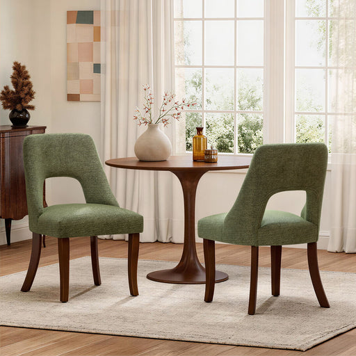 Upholstered Dining Chair With Curved Legs (Set of 2) - Green Home Essentials