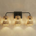 Moonlit - 3 Lights Wall Sconce With Shade, Bathroom Lighting Fixtures Over Mirror - Black / Rattan Ashcroft Furniture