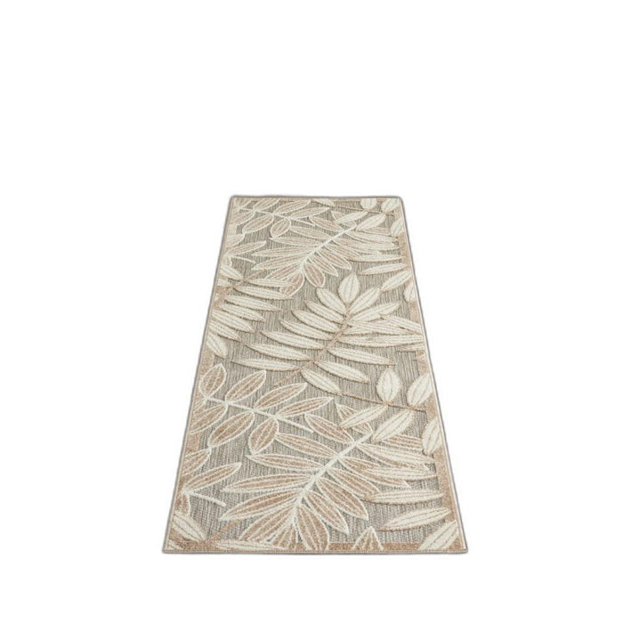 2' X 8' Floral Outdoor / Indoor Area Rug - Gray / Ivory