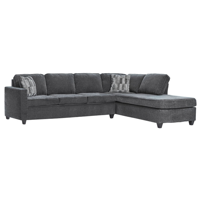 Johnston - Cushion Back Sectional With Pillows Elegant Upholstered Seating - Dark Gray Furniture Max