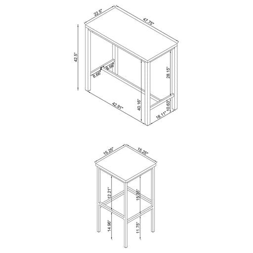 Nimitz - 5 Piece Bar Set - Gloss White Furniture Max