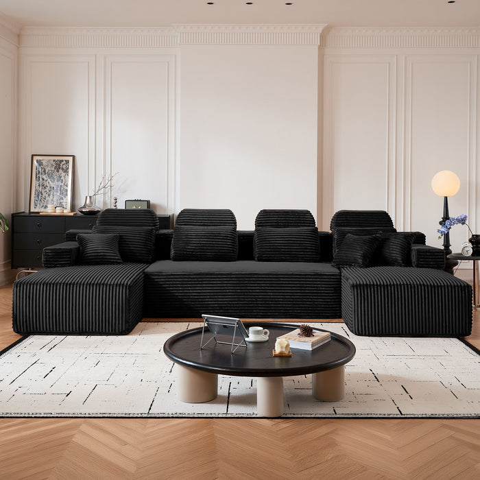 Sectional Sleeper Sofa & Storage Pockets, Modular Couch With Throw Pillows For Living Room Home Essentials