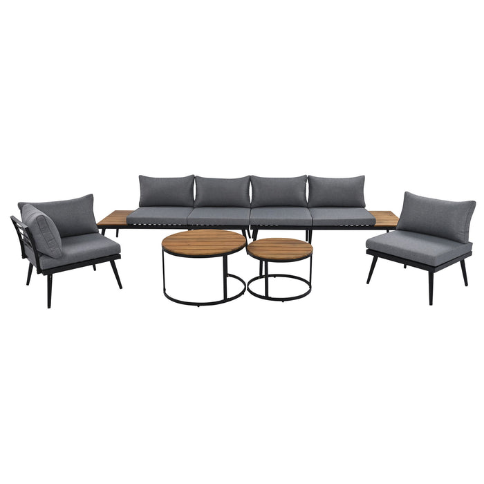 Modern Outdoor Sectional Sofa Set With Nesting Coffee Tables Hearth and Haven