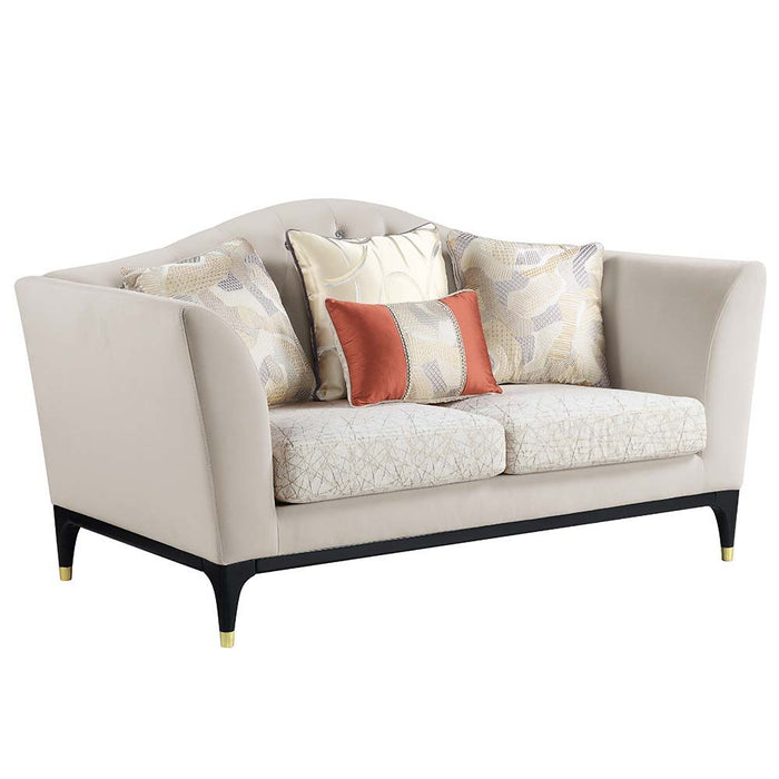 Tayden - Loveseat With 4 Pillows - Beige Velvet ACME