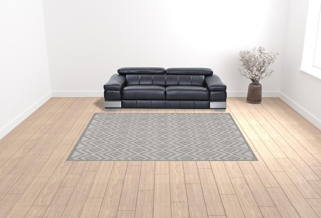 9' X 12' Geometric Flatweave Area Rug - Gray