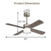 42" Ceiling Fan With Light And Memory Function, DC Reversible Motor, 4 Blades Daily Nest