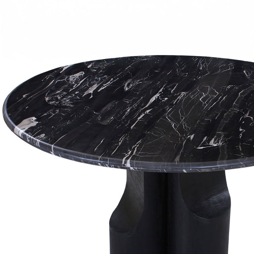 Kinton - Round Dining Table With Natural Marble Top - Black ACME