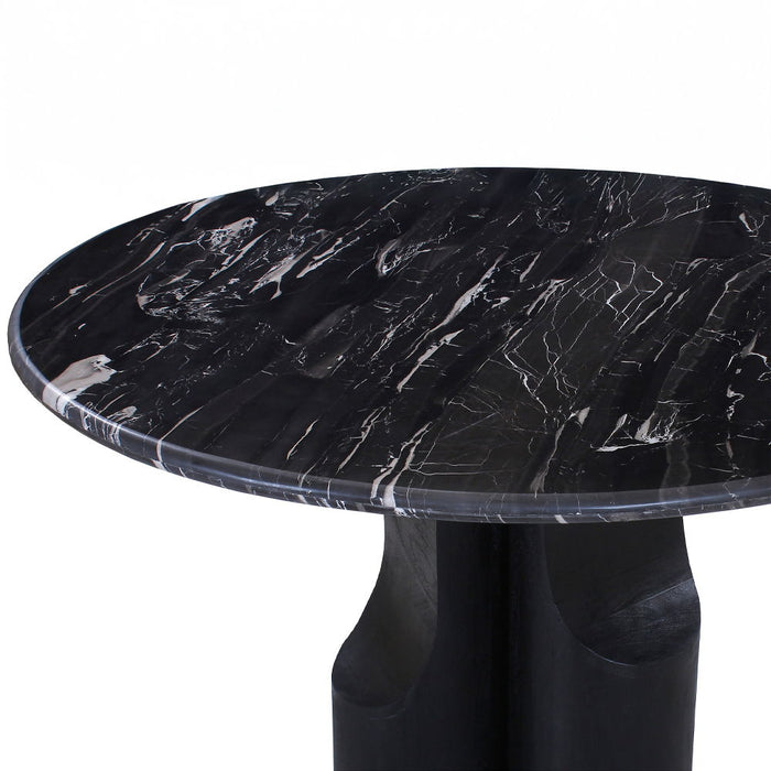 Kinton - Round Dining Table With Natural Marble Top - Black ACME