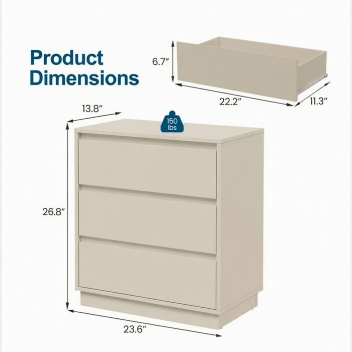 3 Drawer Nightstand, Bedroom Side Table Home Essentials