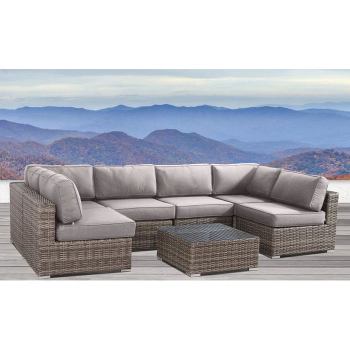 6 Person Wicker Seating Group With Premium Cushions - Gray Mix LSI Patio Furniture